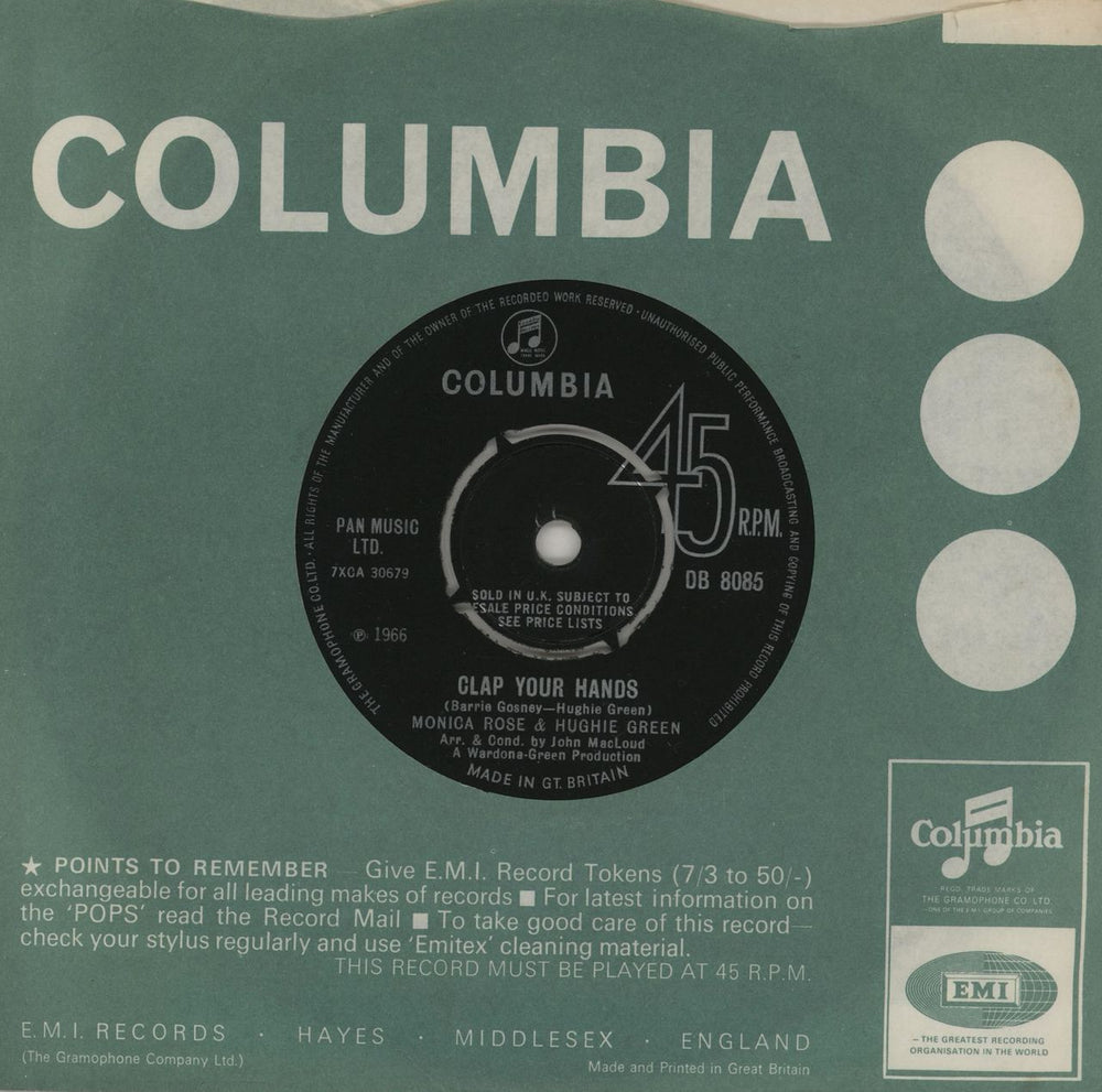 Monica Rose & Hughie Green Clap Your Hands UK 7" vinyl single (7 inch record / 45) DB8085