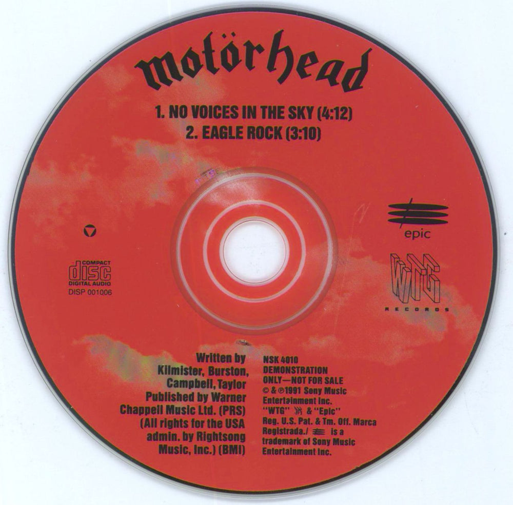 Motorhead No Voices In The Sky US Promo CD single (CD5 / 5") MOTC5NO01075