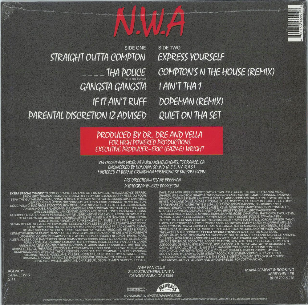 N.W.A. Straight Outta Compton - 180gm - Shrink UK vinyl LP album (LP record) 600753469958