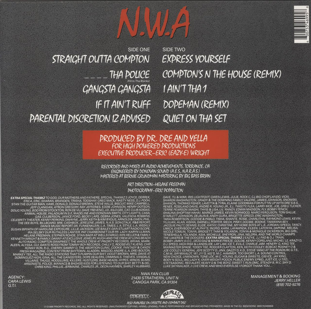 N.W.A. Straight Outta Compton - 180gm UK vinyl LP album (LP record) 600753469958