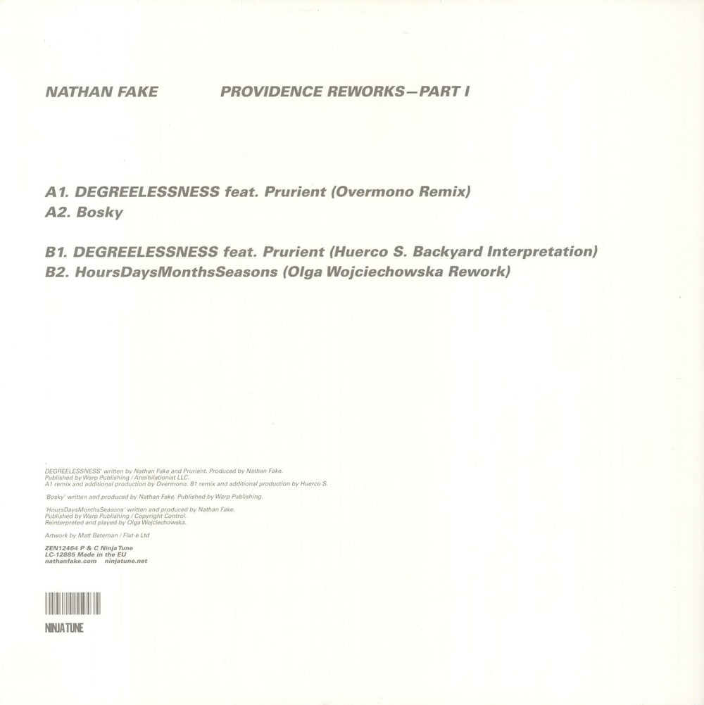 Nathan Fake Providence Reworks - Part 1 UK 12" vinyl single (12 inch record / Maxi-single) 5054429119435