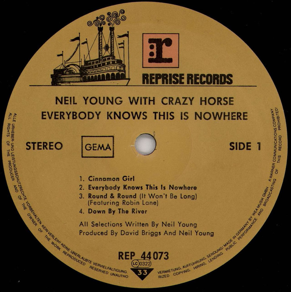 Neil Young Everybody Knows This Is Nowhere German vinyl LP album (LP record) YOULPEV333494