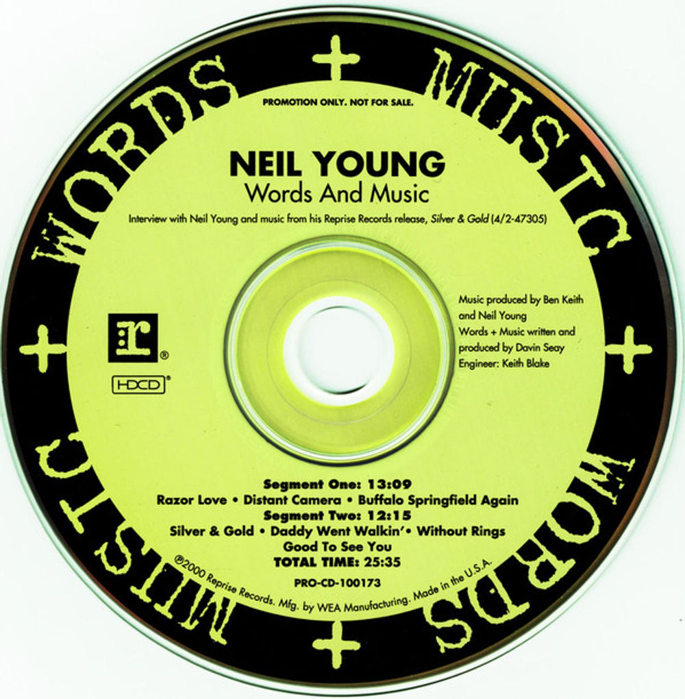 Neil Young Words & Music US Promo CD album (CDLP) PRO-CD-100173