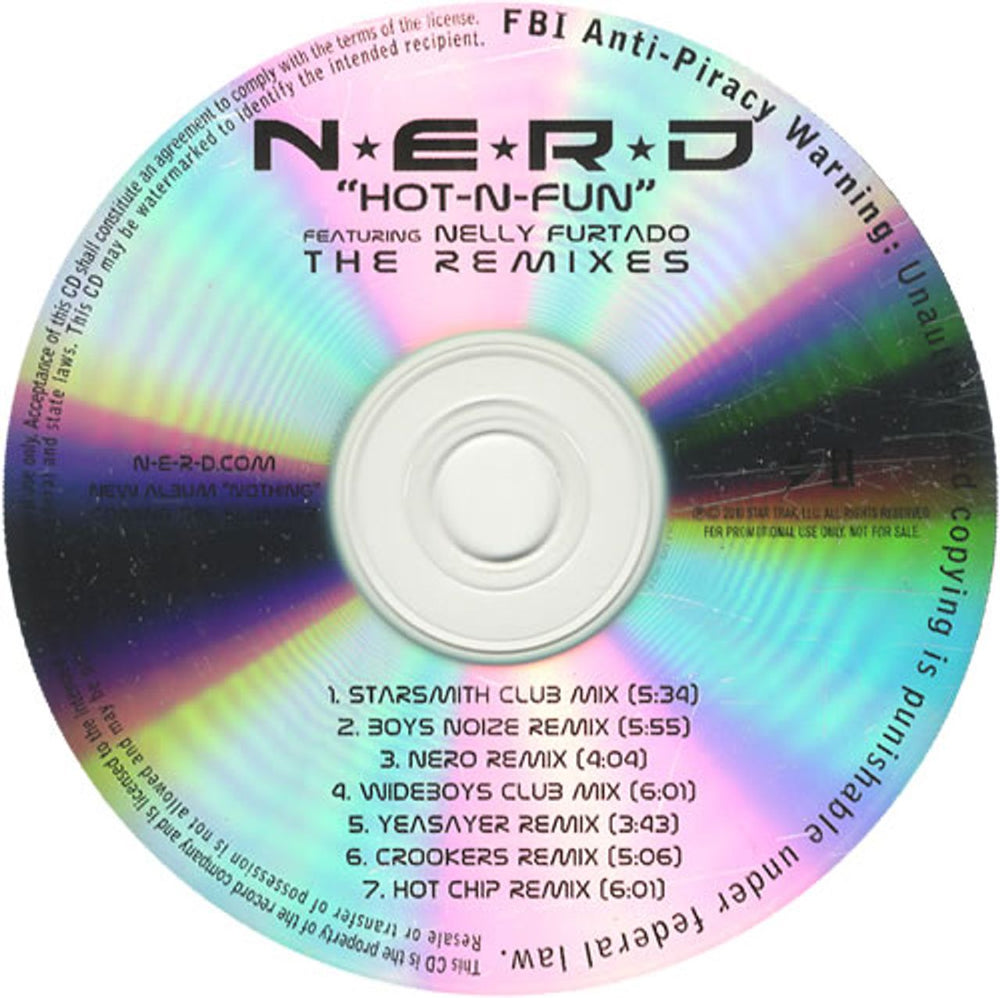 Nelly Furtado Hot-N-Fun The Remixes US Promo CD-R acetate CDR ACETATE