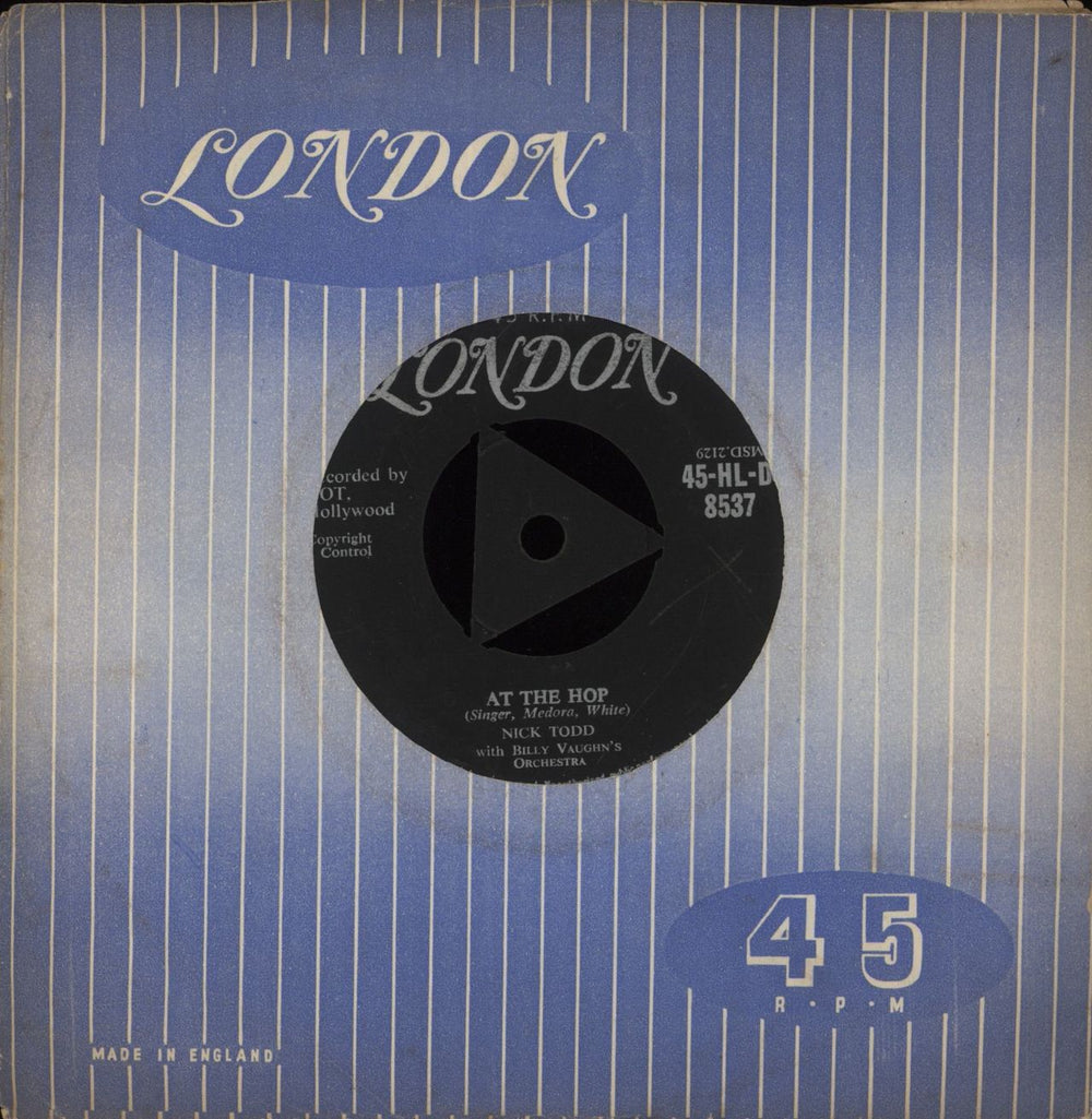 Nick Todd At The Hop - VG UK 7" vinyl single (7 inch record / 45) 45-HL-D8537