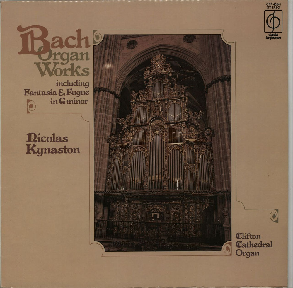 Nicolas Kynaston Bach Organ Works UK vinyl LP album (LP record) CFP40241