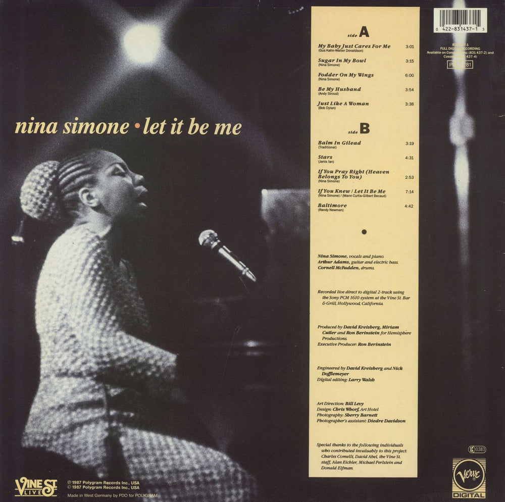 Nina Simone Let It Be Me German vinyl LP album (LP record) 042283143715