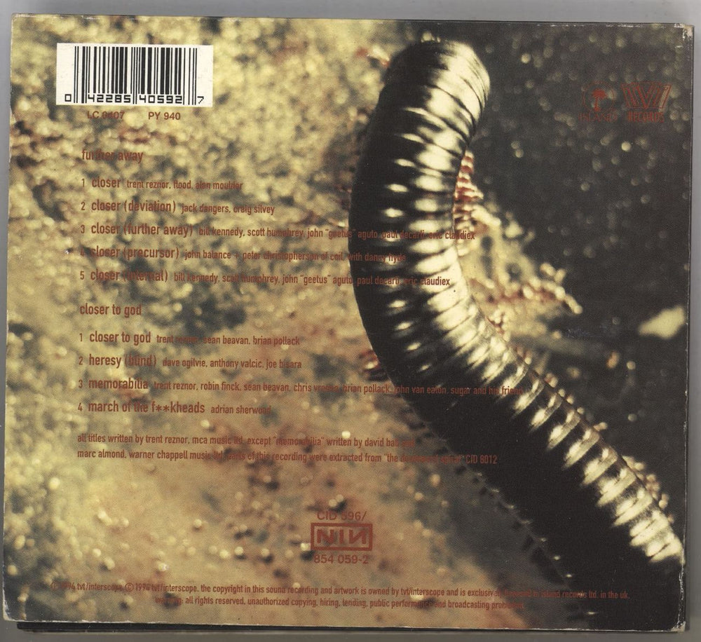 Nine Inch Nails Closer UK 2-CD single set (Double CD single) NIN2SCL34358