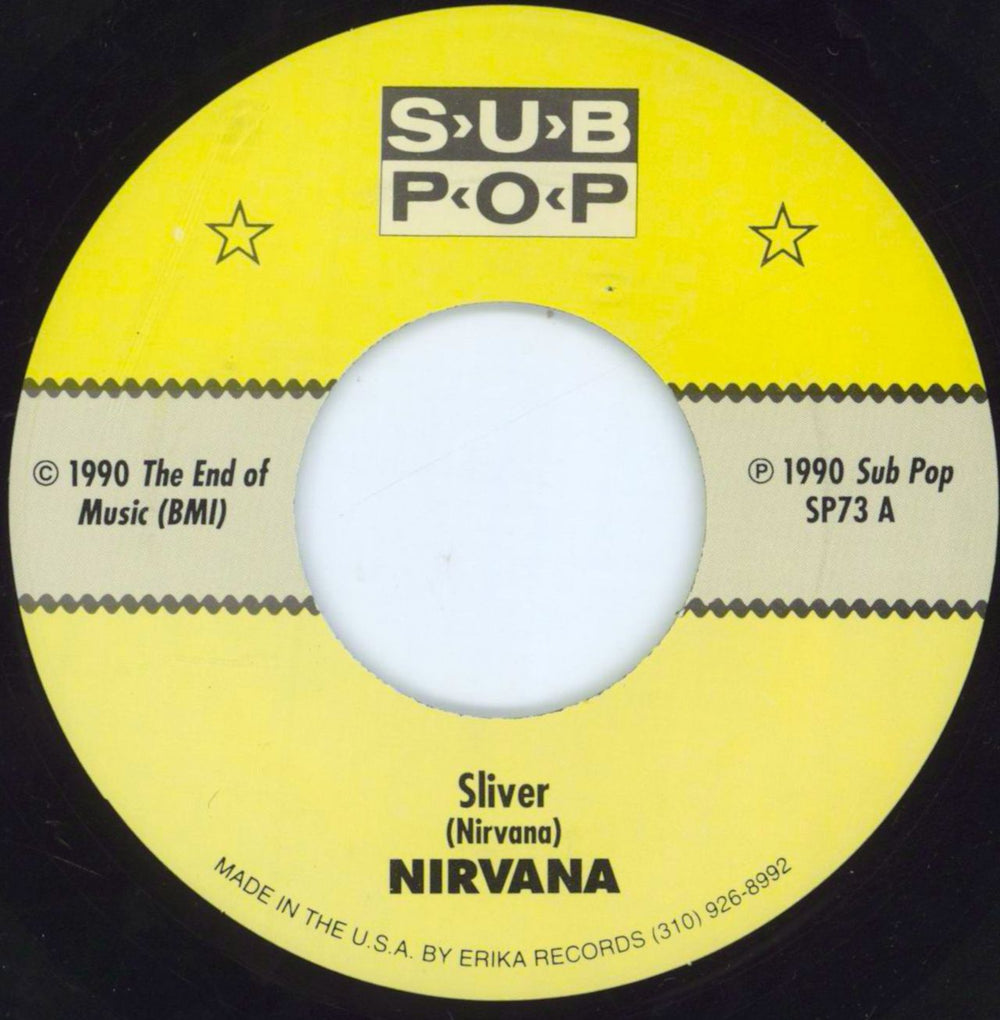 Nirvana (US) Sliver - Black Vinyl Yellow Label US 7" vinyl single (7 inch record / 45) NIR07SL809589