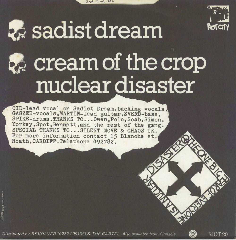 No Choice Sadist's Dream UK 7" vinyl single (7 inch record / 45)