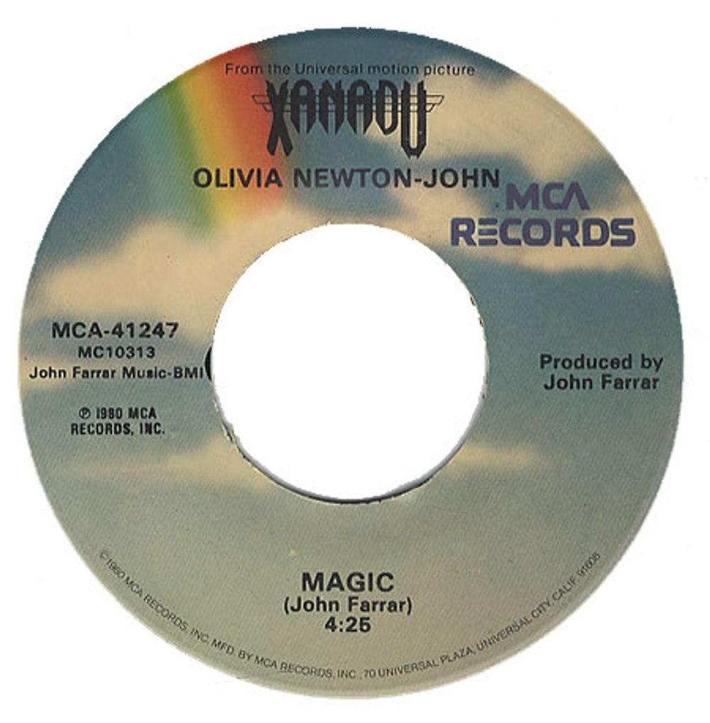 Olivia Newton John Magic - Both Label Designs US 7" vinyl single (7 inch record / 45) MCA-41247