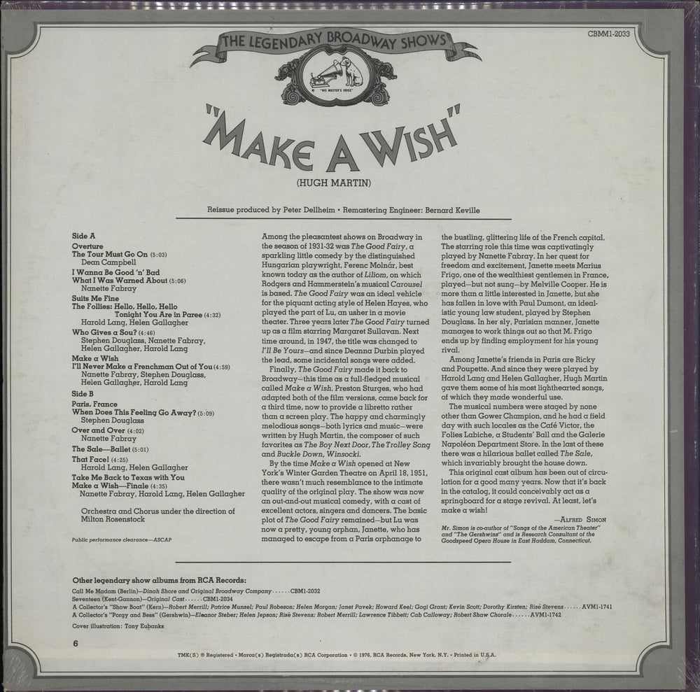 Original Cast Recording Make A Wish US vinyl LP album (LP record)