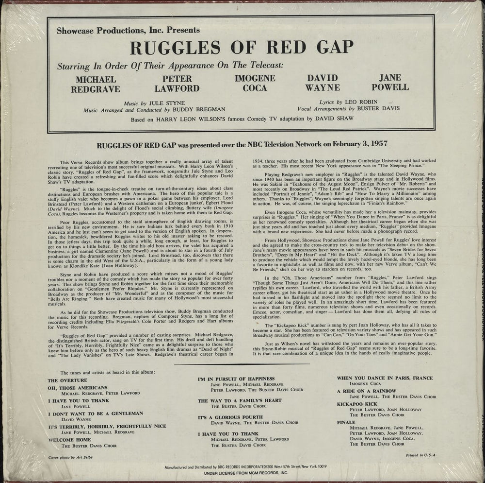 Original Cast Recording Ruggles Of Red Gap US vinyl LP album (LP record)
