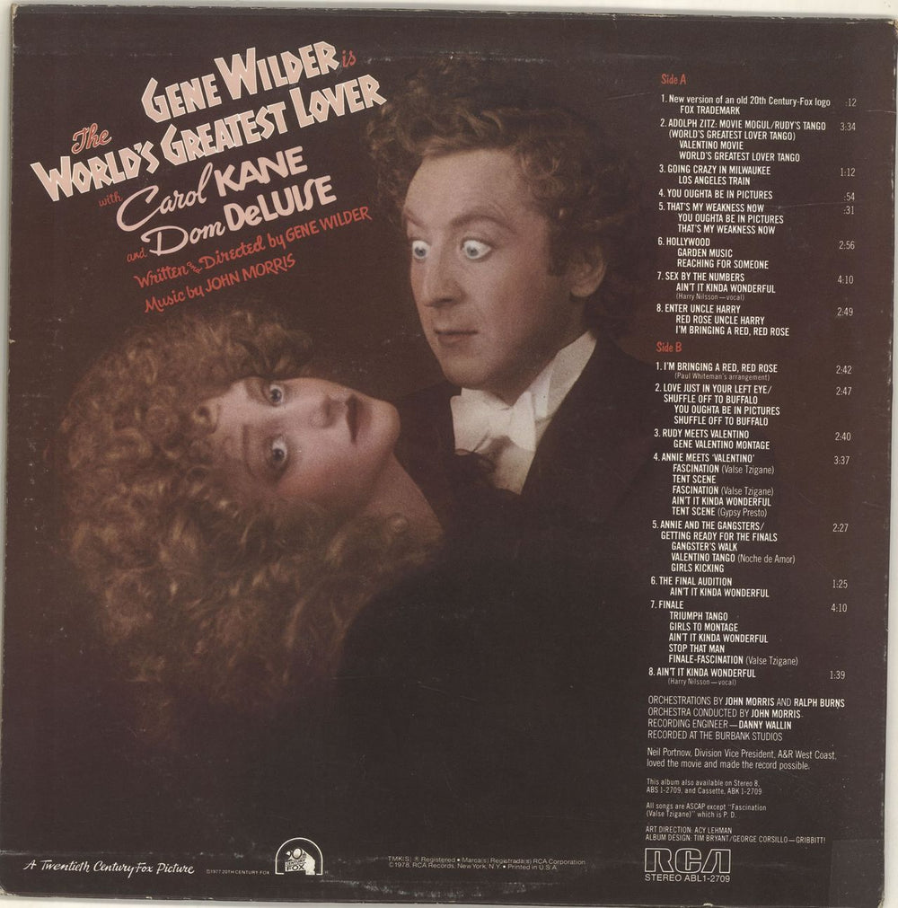 Original Soundtrack The World's Greatest Lover US vinyl LP album (LP record)