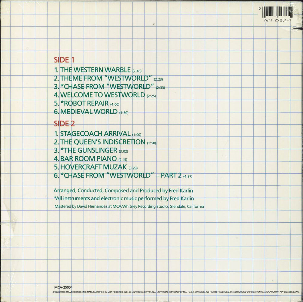 Original Soundtrack WESTWORLD US vinyl LP album (LP record) 076742500412