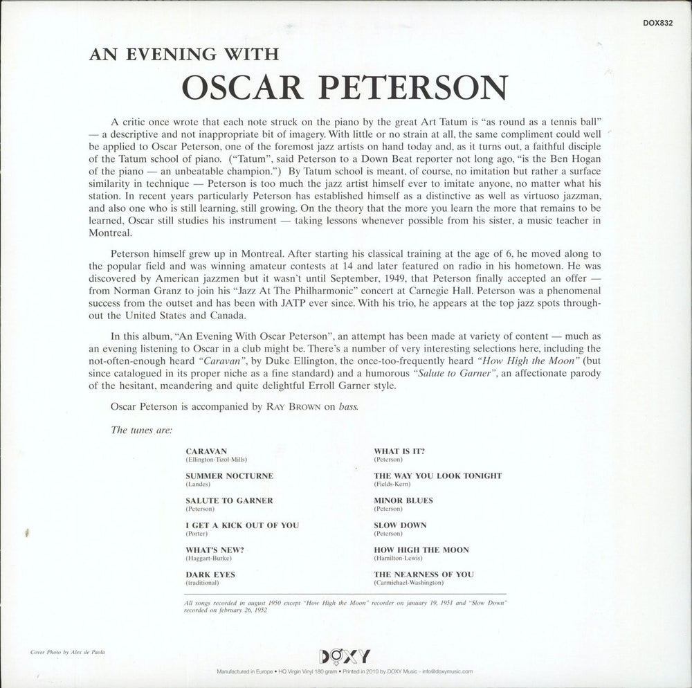 Oscar Peterson An Evening With UK vinyl LP album (LP record)