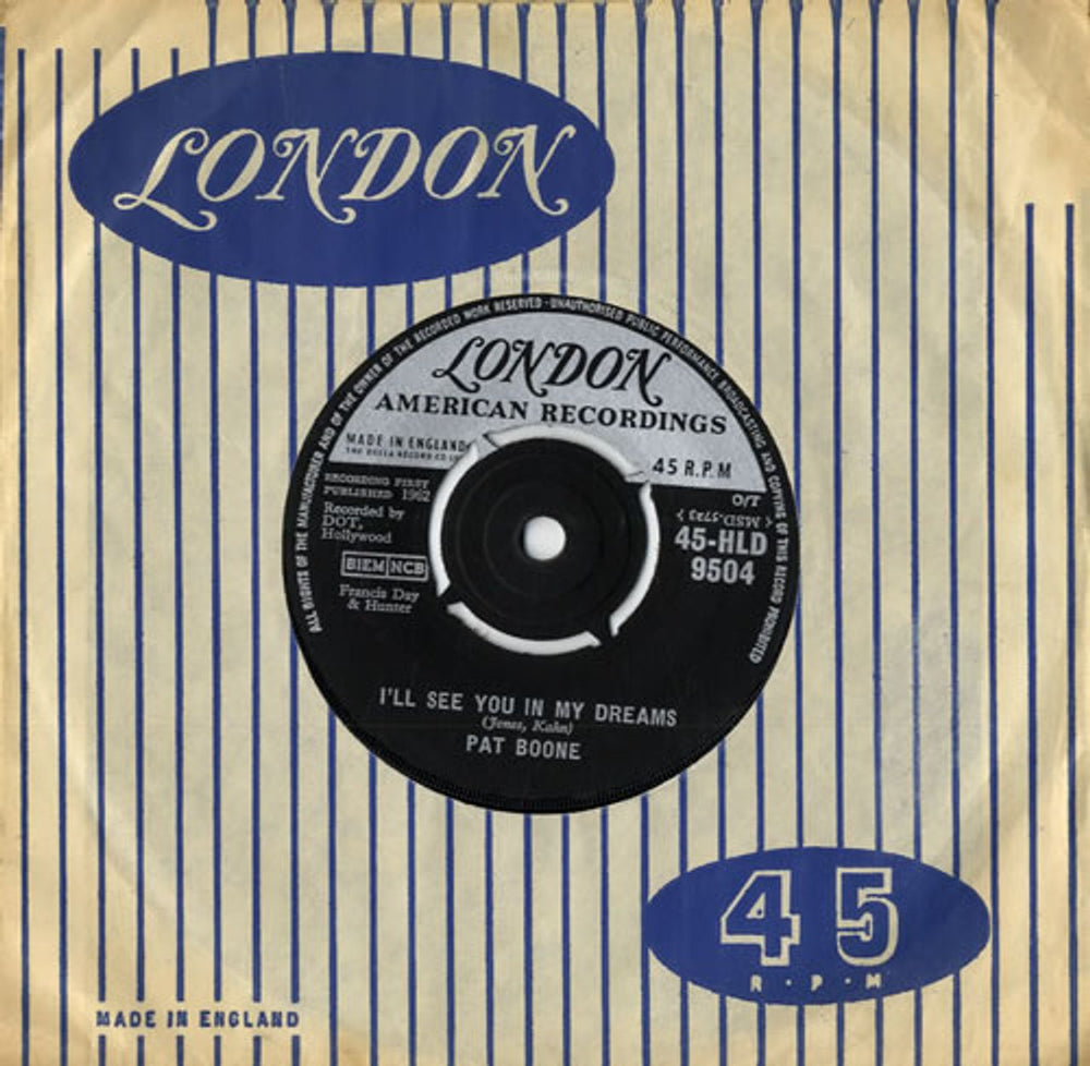 Pat Boone I'll See You In My Dreams UK 7" vinyl single (7 inch record / 45) 45-HLD9504