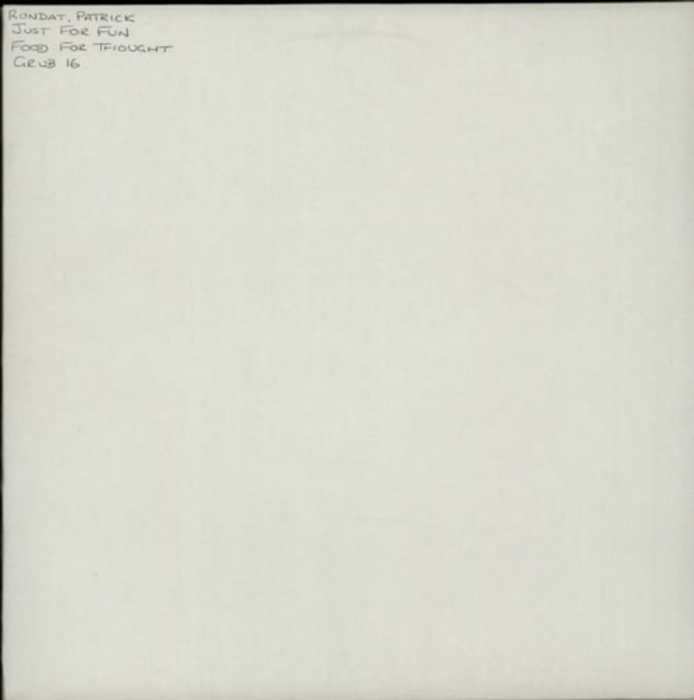 Patrick Rondat  Just For Fun - Test Pressing UK vinyl LP album (LP record) GRUB16