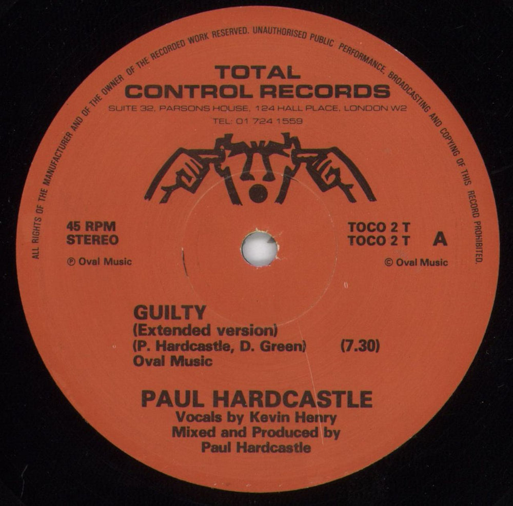 Paul Hardcastle Guilty UK 12" vinyl single (12 inch record / Maxi-single) TOCO2T