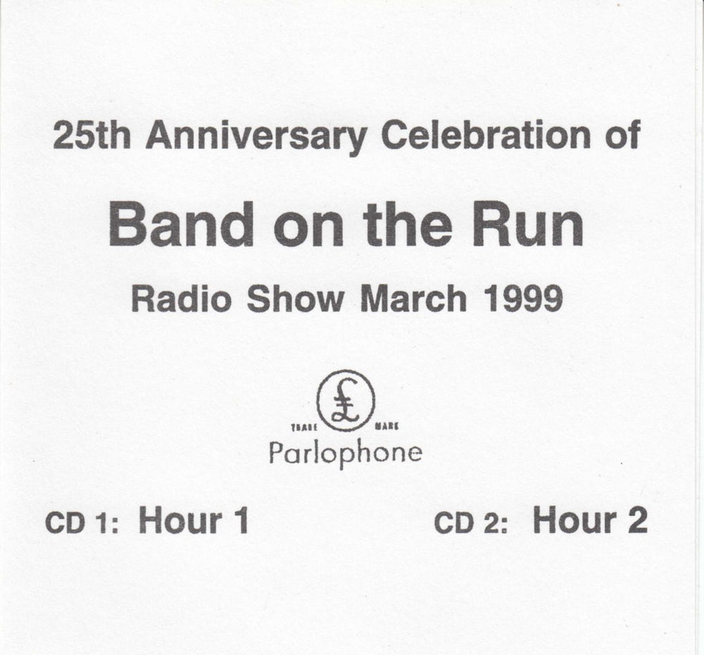 Paul McCartney and Wings 25th Anniversary Celebration Of Band On The Run Radio Show UK Promo CD-R acetate CD ACETATES