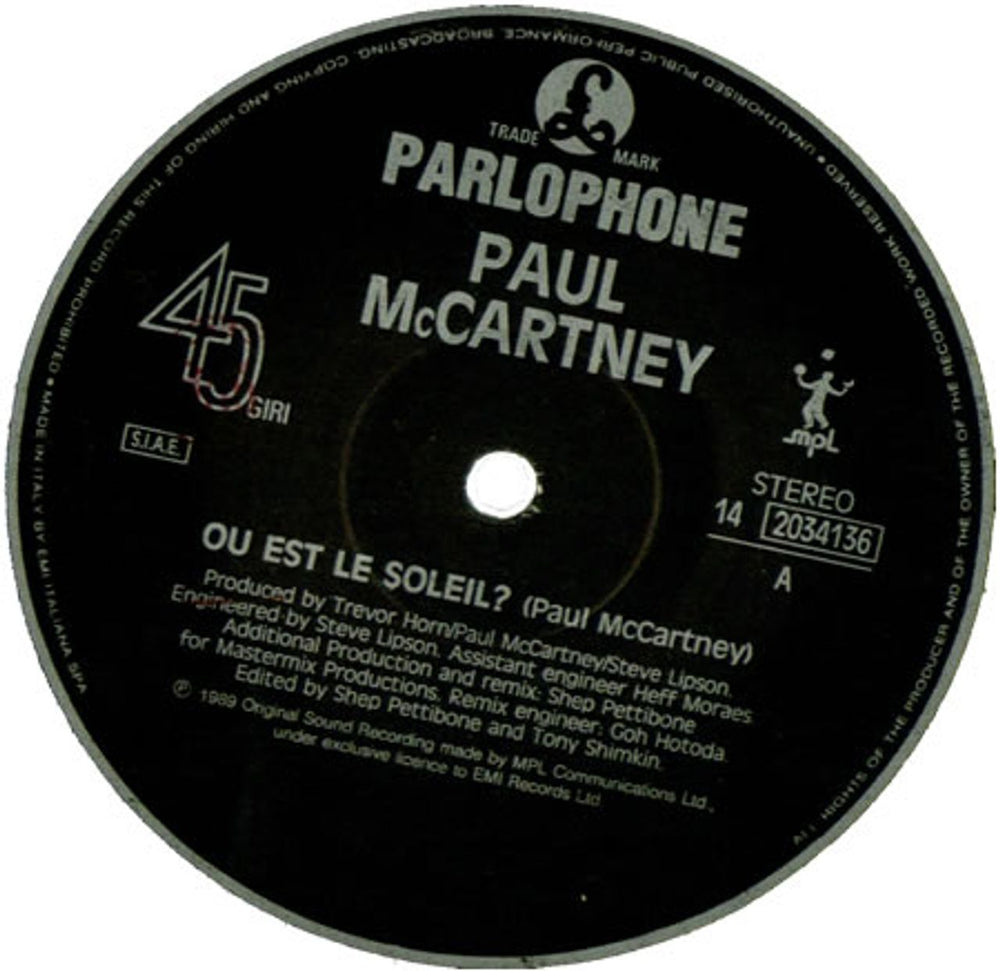 Paul McCartney and Wings Ou Est Le Soleil? Italian 12" vinyl single (12 inch record / Maxi-single) MCC12OU110998