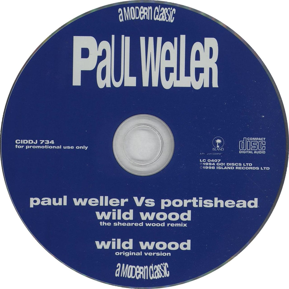 Paul Weller Wildwood Remix UK Promo CD single (CD5 / 5") CIDDJ734