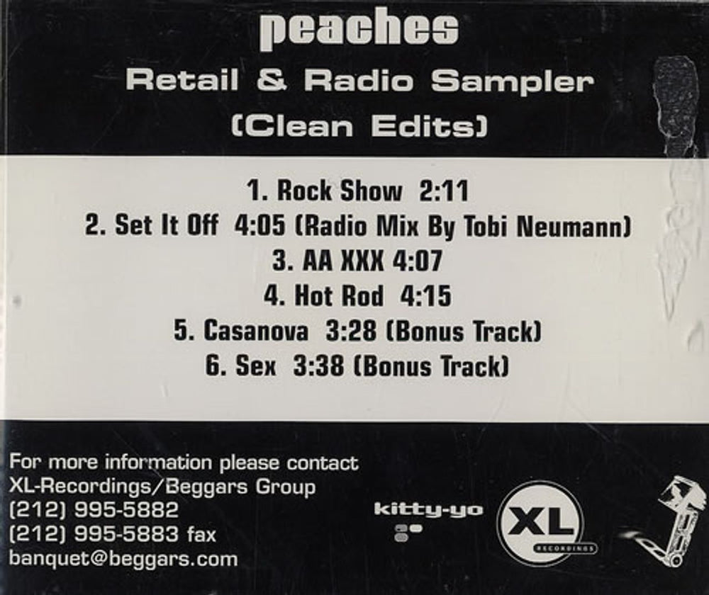 Peaches The Sweet Side Of Peaches - Clean Edit US Promo CD single (CD5 / 5") 65412-2