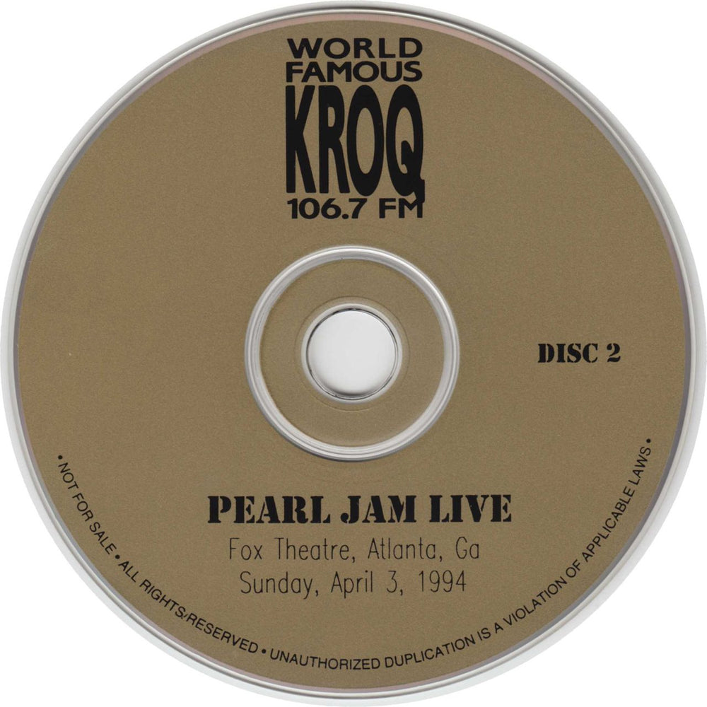 Pearl Jam Live US 2 CD album set (Double CD) PJA2CLI35293