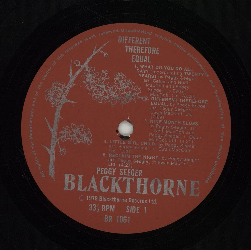 Peggy Seeger Different Therefore Equal UK vinyl LP album (LP record) PM9LPDI416428