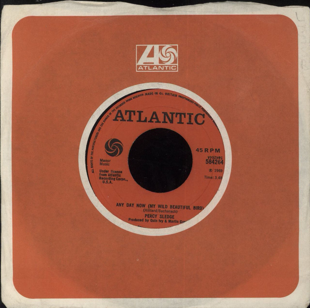Percy Sledge Any Day Now (My Wild Beautiful Bird) / The Angels Listened In UK 7" vinyl single (7 inch record / 45) 584264