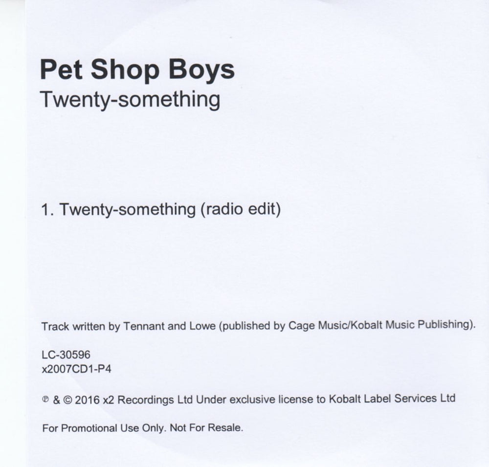 Pet Shop Boys Twenty Something UK Promo CD-R acetate PSBCRTW652214