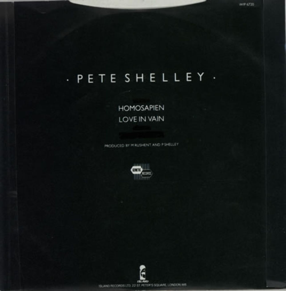 Pete Shelley Homosapien - 2nd Issue - P/s UK 7" vinyl single (7 inch record / 45) PLL07HO601436