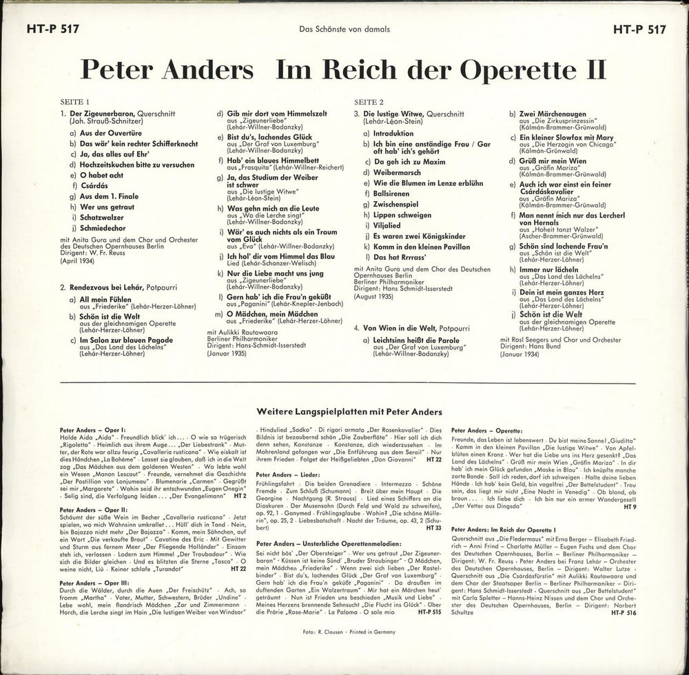 Peter Anders Im Reich Der Operette II German vinyl LP album (LP record)