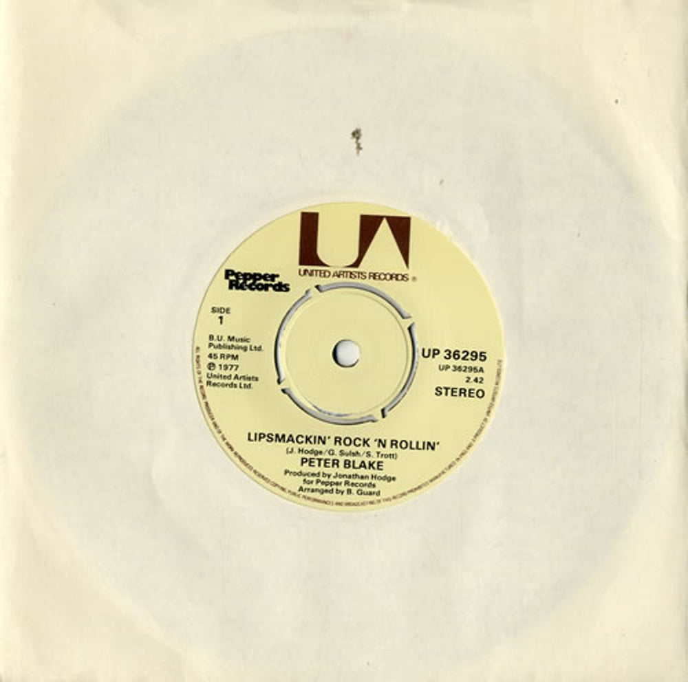 Peter Blake (Pop) Lipsmackin' Rock 'N Rollin' UK 7" vinyl single (7 inch record / 45) UP36295