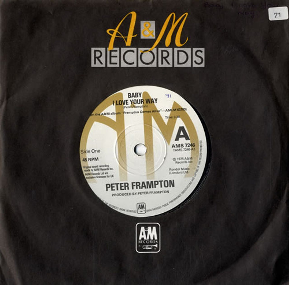 Peter Frampton Baby I Love Your Way UK 7" vinyl single (7 inch record / 45) AMS7246