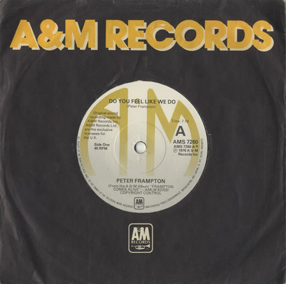 Peter Frampton Do You Feel Like We Do UK 7" vinyl single (7 inch record / 45) AMS7260