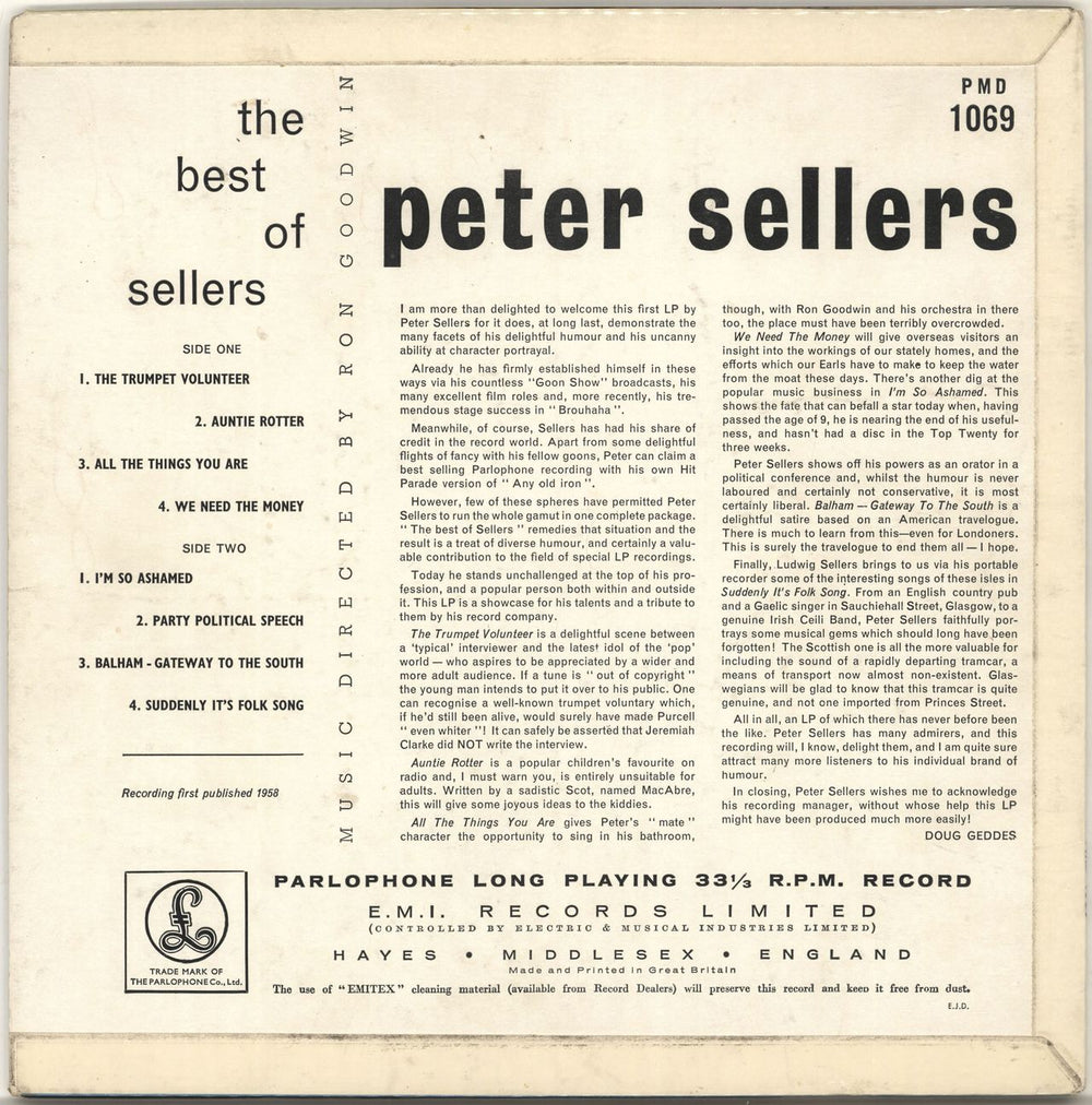 Peter Sellers The Best Of Sellers - 2nd - EX UK 10" vinyl single (10 inch record) PTE10TH702040