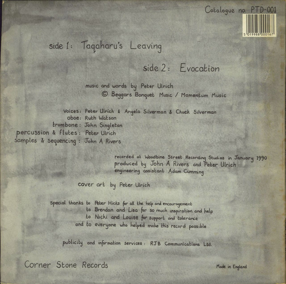 Peter Ulrich Taqaharu's Leaving UK 12" vinyl single (12 inch record / Maxi-single) 5019988000167