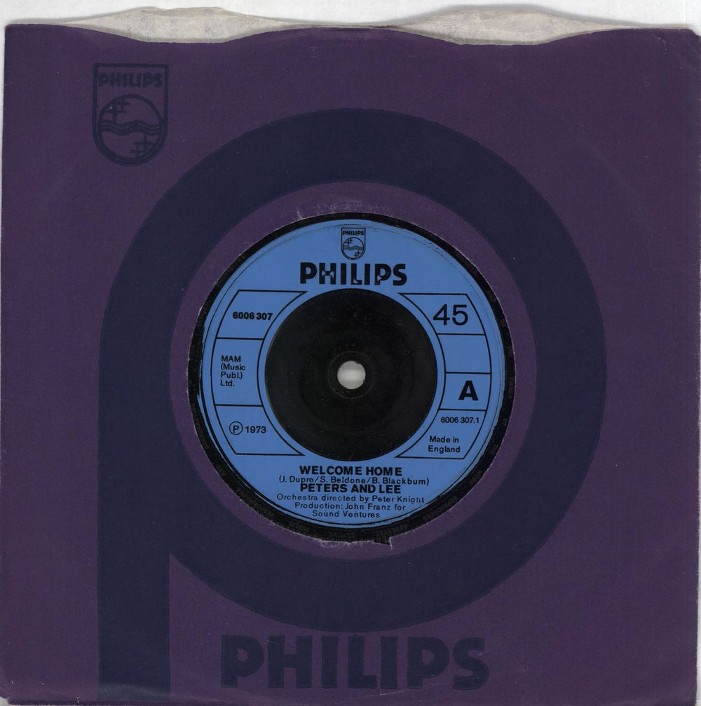 Peters & Lee Welcome Home UK 7" vinyl single (7 inch record / 45) 6006307