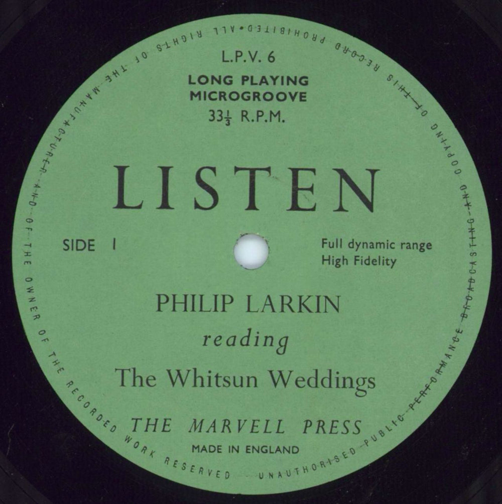 Philip Larkin The Whitsun Weddings UK vinyl LP album (LP record) 5HQLPTH799654