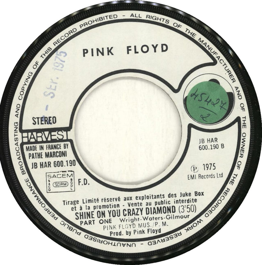 Pink Floyd Have A Cigar French Promo 7" vinyl single (7 inch record / 45) PIN07HA307662