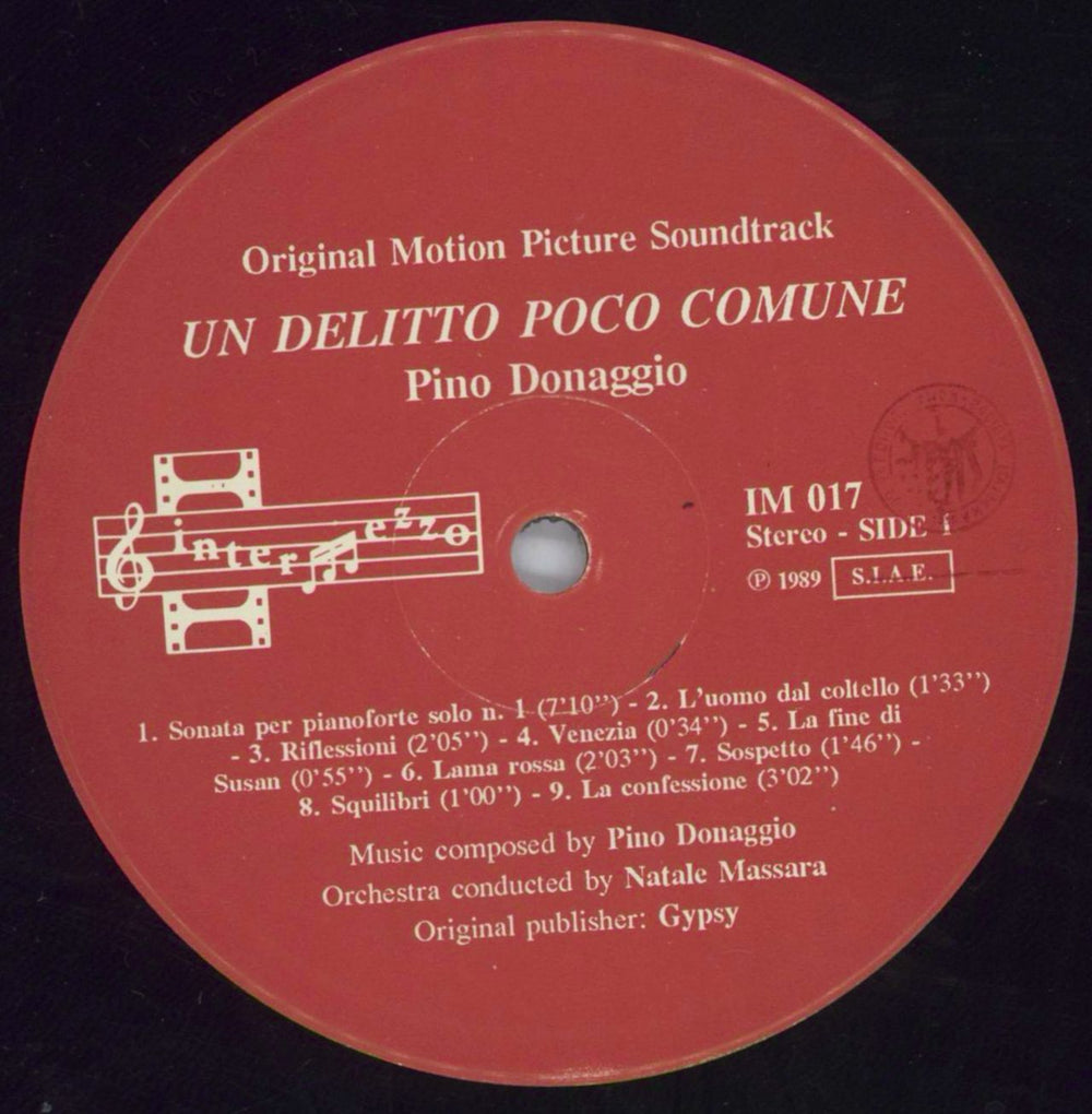 Pino Donaggio Un Delitto Poco Comune OST Italian vinyl LP album (LP record) P6NLPUN820763