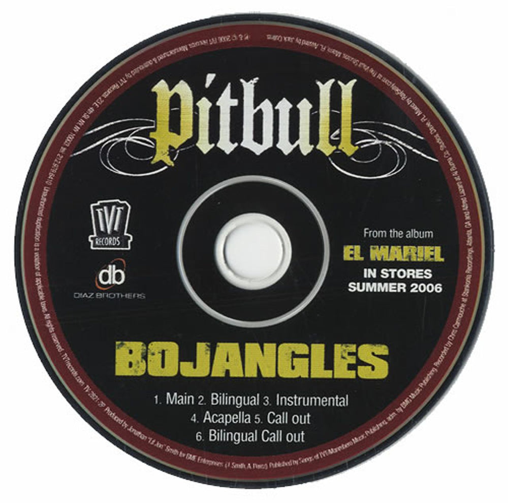 Pitbull Bojangles US Promo CD single (CD5 / 5") TV-2821-2P