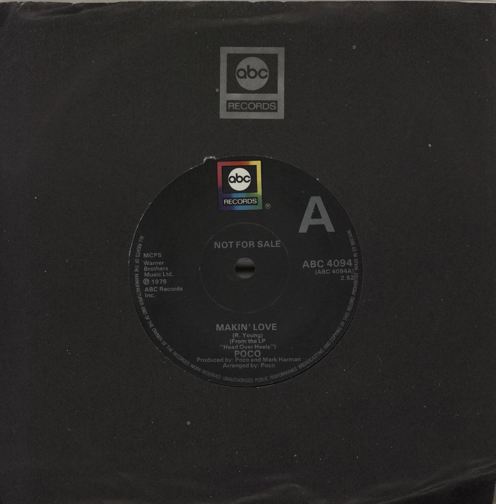 Poco Makin' Love - A Label UK Promo 7" vinyl single (7 inch record / 45) ABC4094