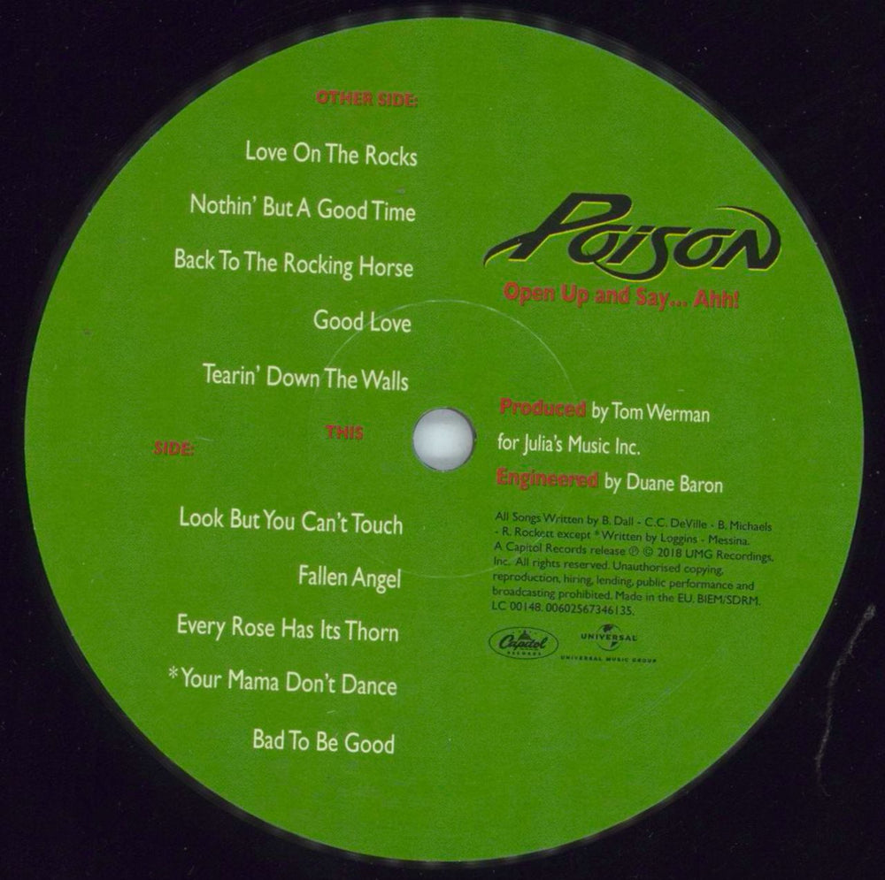 Poison Open Up And Say...Ahh! UK vinyl LP album (LP record) POILPOP808799