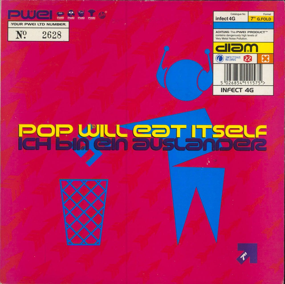 Pop Will Eat Itself Ich Bin Ein Auslander - G/fold UK 7" vinyl single (7 inch record / 45) INFECT4G