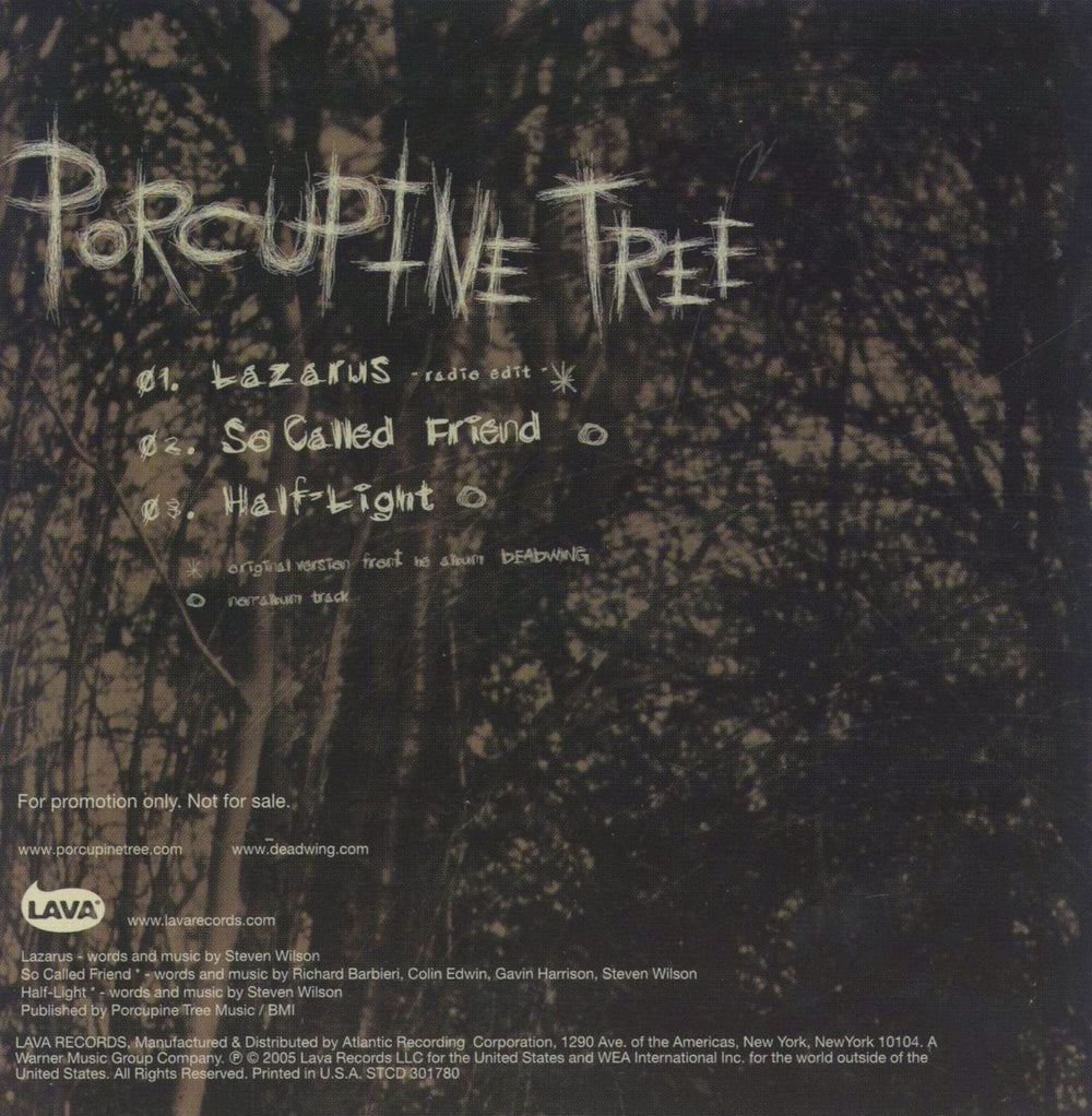 Porcupine Tree Lazarus US Promo CD single (CD5 / 5")