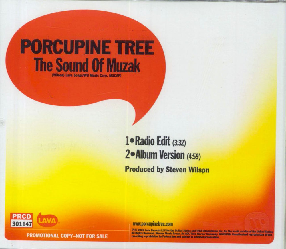 Porcupine Tree The Sound Of Muzak US Promo CD single (CD5 / 5")
