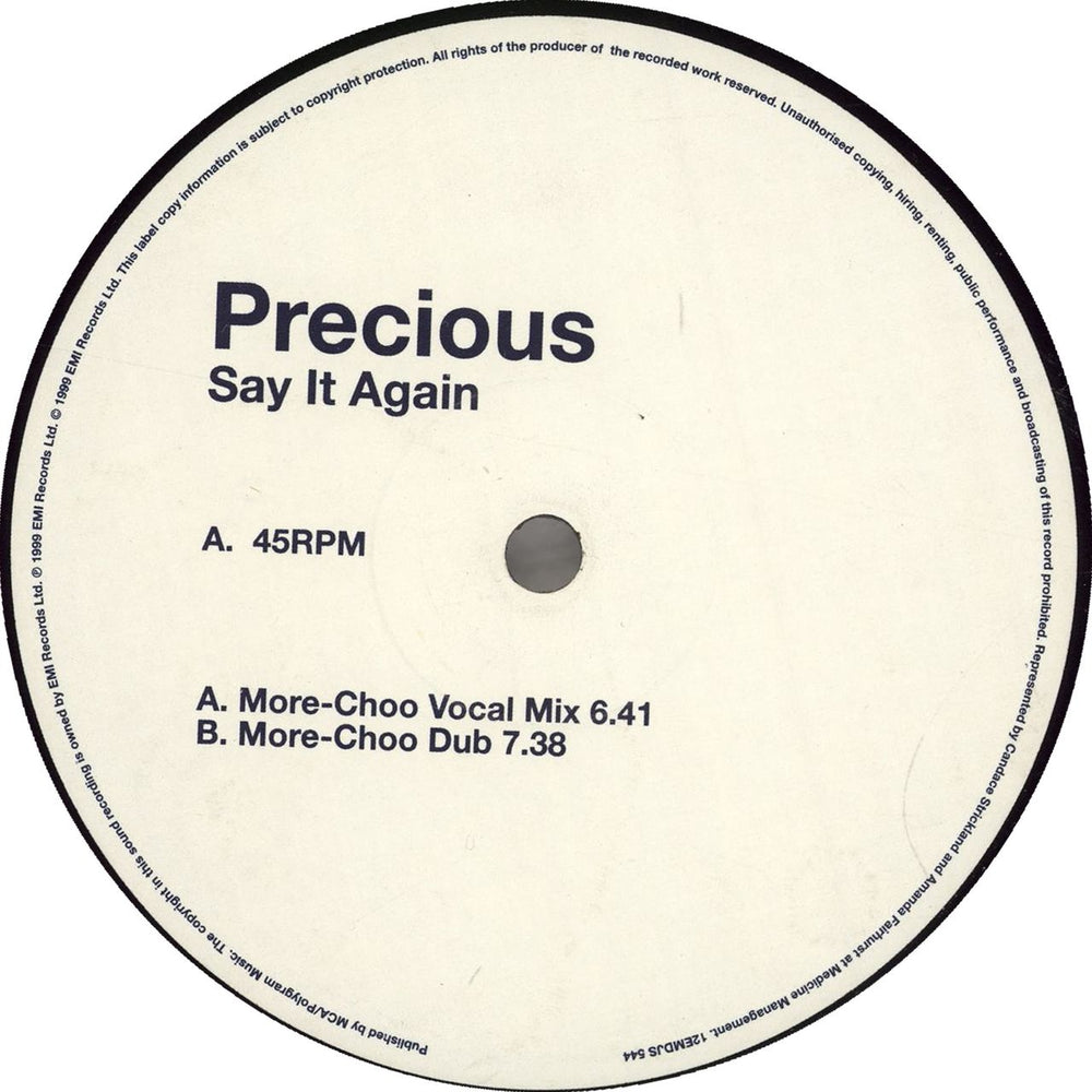 Precious Say It Again UK Promo 12" vinyl single (12 inch record / Maxi-single) 12EMDJS544