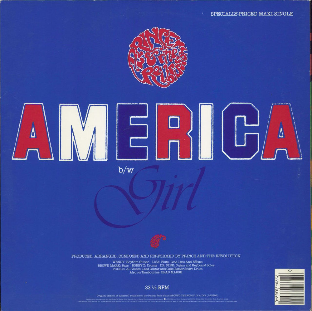 Prince America US 12" vinyl single (12 inch record / Maxi-single) 075992038904